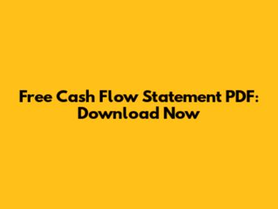 Free Cash Flow Statement PDF: Download Now